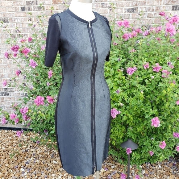 Elie Tahari Ombre Zip-up Stretch Dress Size 4 - Picture 5 of 9